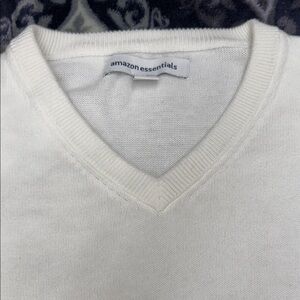 Amazon Essentials Men V-Neck Sweater — White - XXL